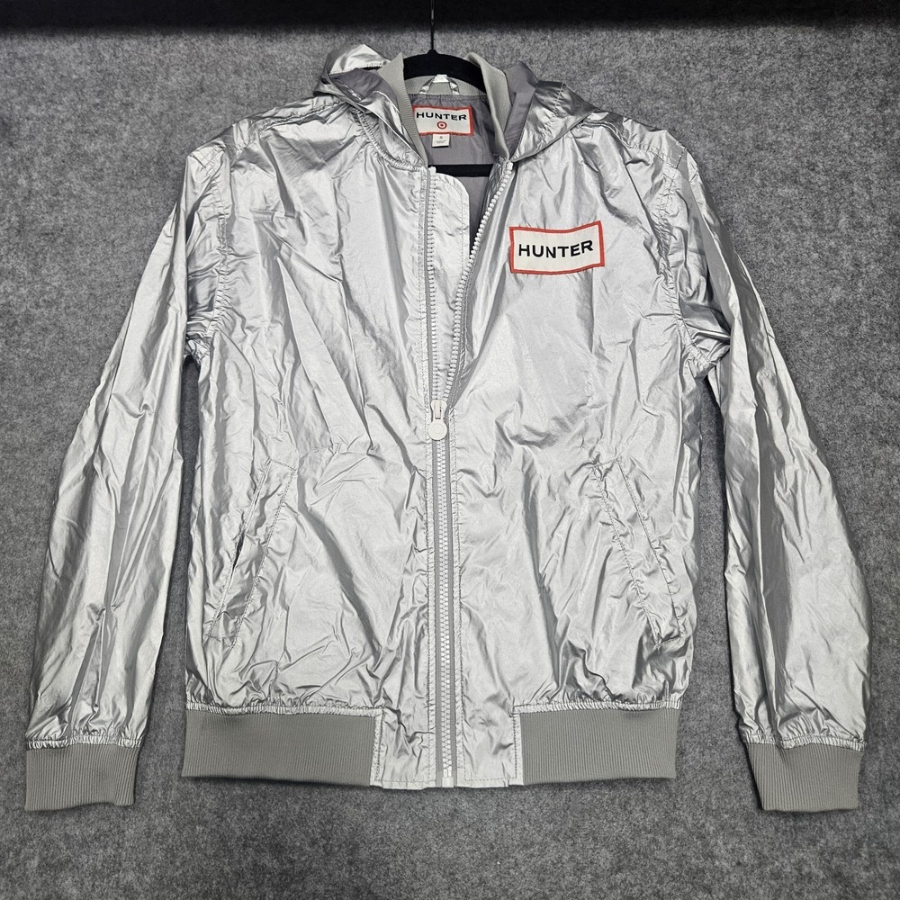 Hunter X Target Hooded Windbreaker Rain Jacket | Silver | Size S Unisex | USED